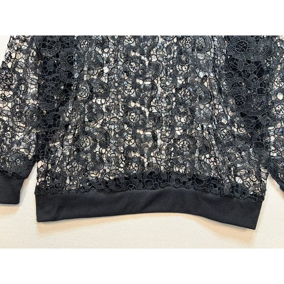 Lane Bryant Women's Crochet Lace Casual Top Long Sleeve Stretch Size 14/16 Black - Picture 11 of 12